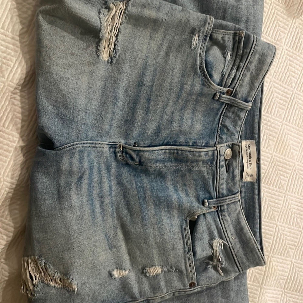 Abercrombie high rise jeans. Super distressed.
